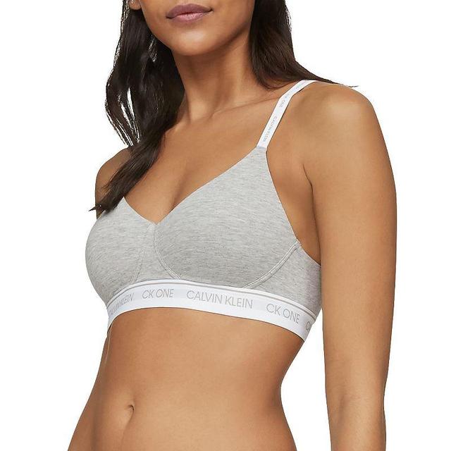 Womens Calvin Klein Archive Logo Lightly Lined Bralette QF6094 Grey Gray Product Image