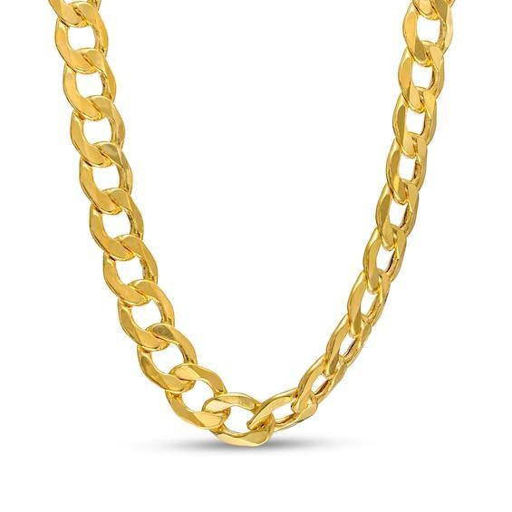 Men's 7.0mm Curb Chain Necklace in Hollow 14K Gold - 22" Product Image