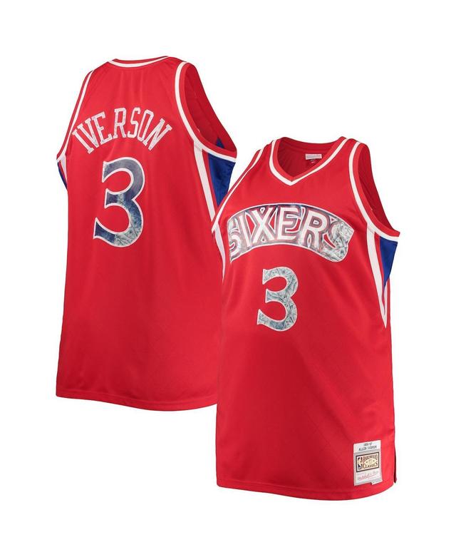 Mens Mitchell & Ness Allen Iverson Red Philadelphia 76ers Big & Tall 1996-97 NBA 75th Anniversary Diamond Swingman Jersey Product Image