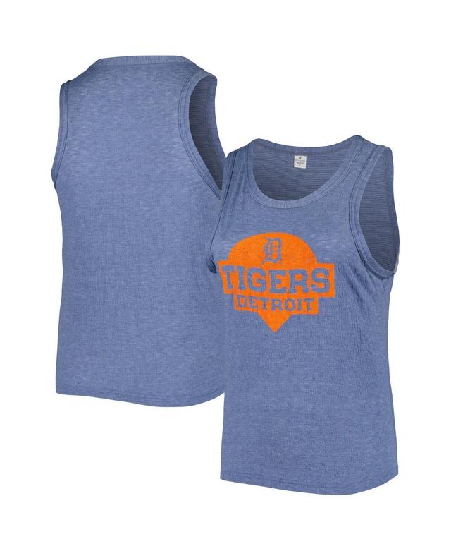 Womens Soft as a Grape Detroit Tigers Plus Size High Neck Tri-Blend Tank Top Blue Product Image