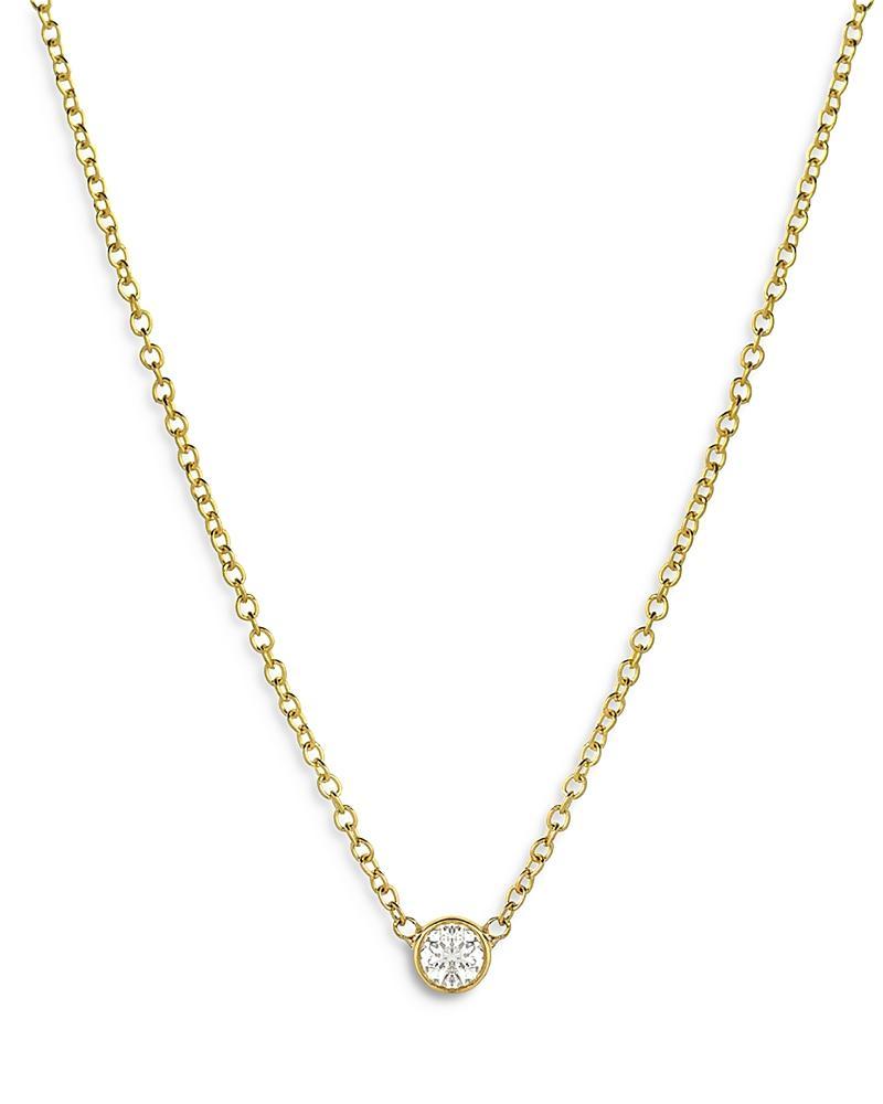 Zoe Lev Womens Small Bezel-Set Diamond Necklace in Gold Product Image