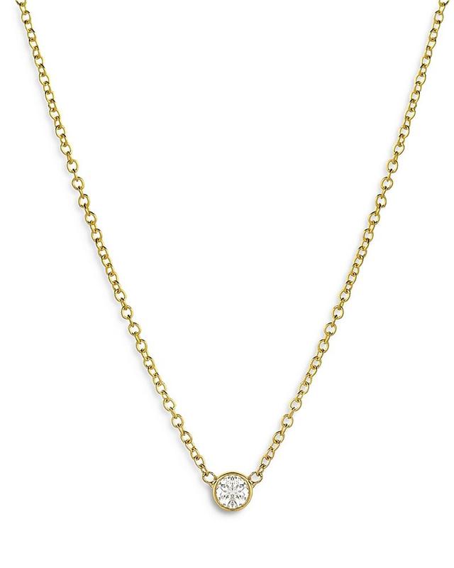 Zoe Lev 14K Yellow Small Bezel Diamond Necklace, 16-18 Product Image