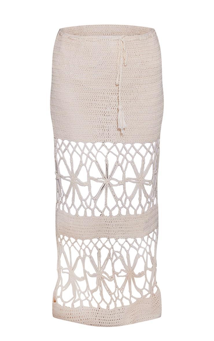 Cream Crochet Maxi Beach Skirt Product Image