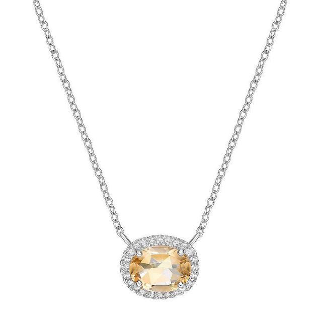 Gemminded Sterling Silver Citrine & Lab-Created White Sapphire Oval Pendant Necklace, Womens Yellow Product Image