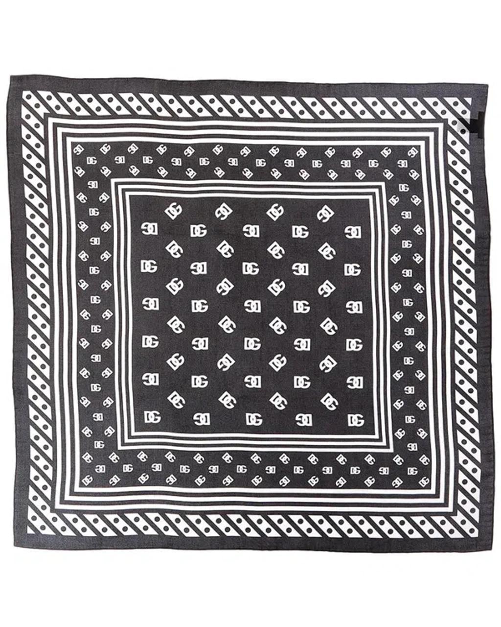 DOLCE & GABBANA Dg Logo Print Twill Silk Scarf In Black Product Image