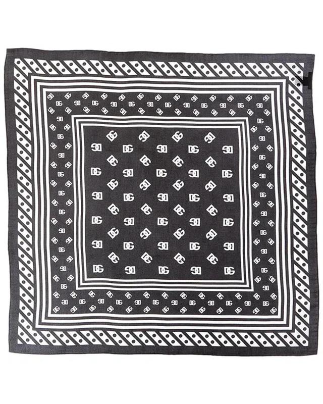 DOLCE & GABBANA Dg Logo Print Twill Silk Scarf In Black Product Image