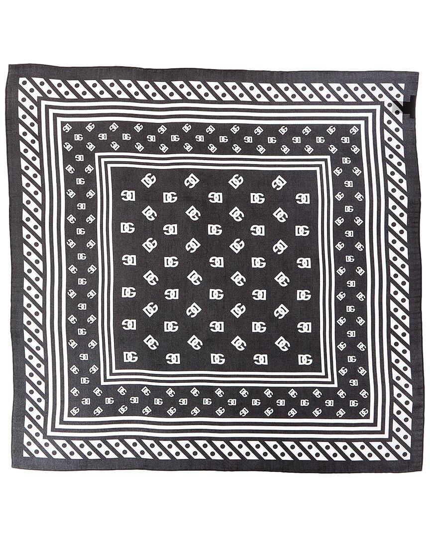 DOLCE & GABBANA Dg Logo Print Twill Silk Scarf In Black Product Image