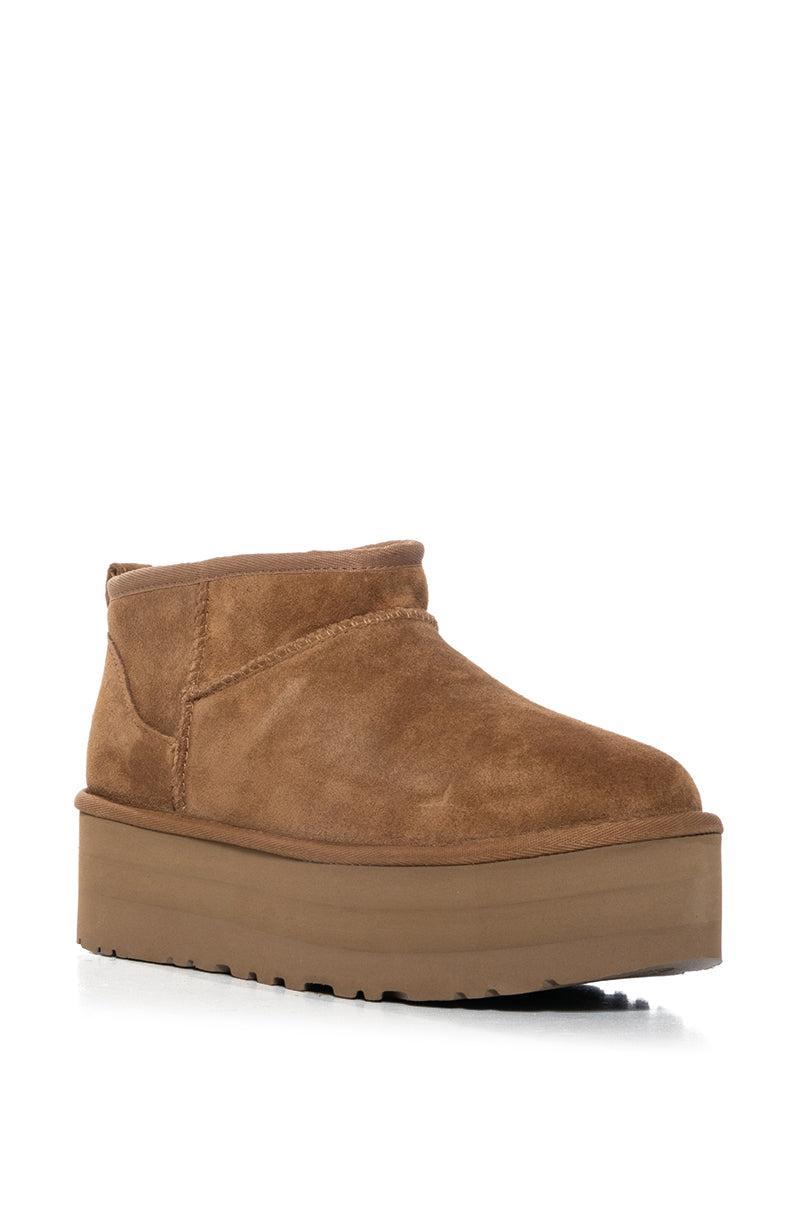 UGG CLASSIC ULTRA MINI PLATFORM BOOTIE IN CHESTNUT Product Image