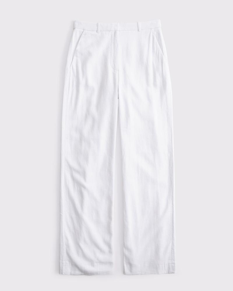 A&F Sloane High Rise Tailored Linen Blend Wide Leg Pant Product Image