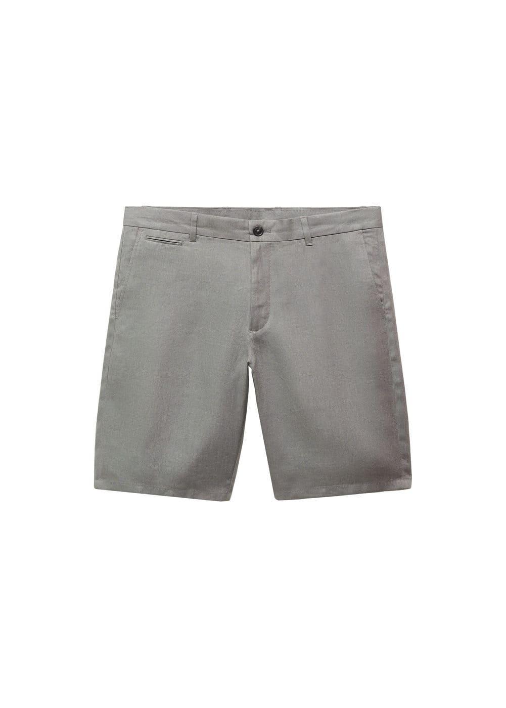 MANGO MAN - Slim fit 100% linen Bermuda shorts greyMen Product Image