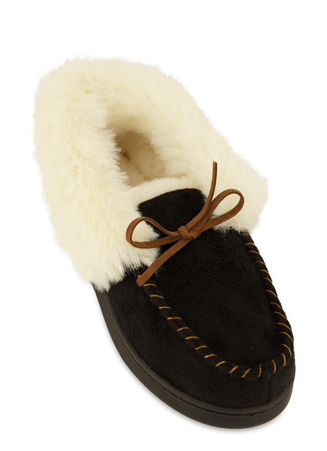 Womens Faux Fur Lined Moccasin Slippers Product Image