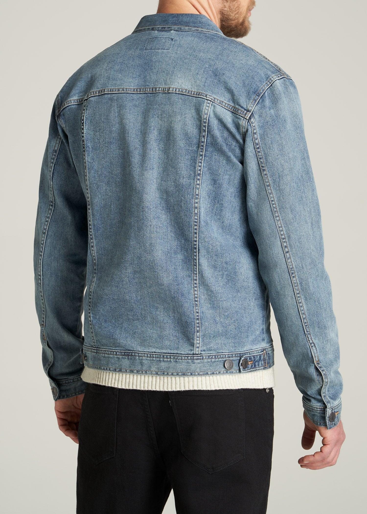 LJ&S Men's Tall Denim Jacket in Medium Blue Male Product Image