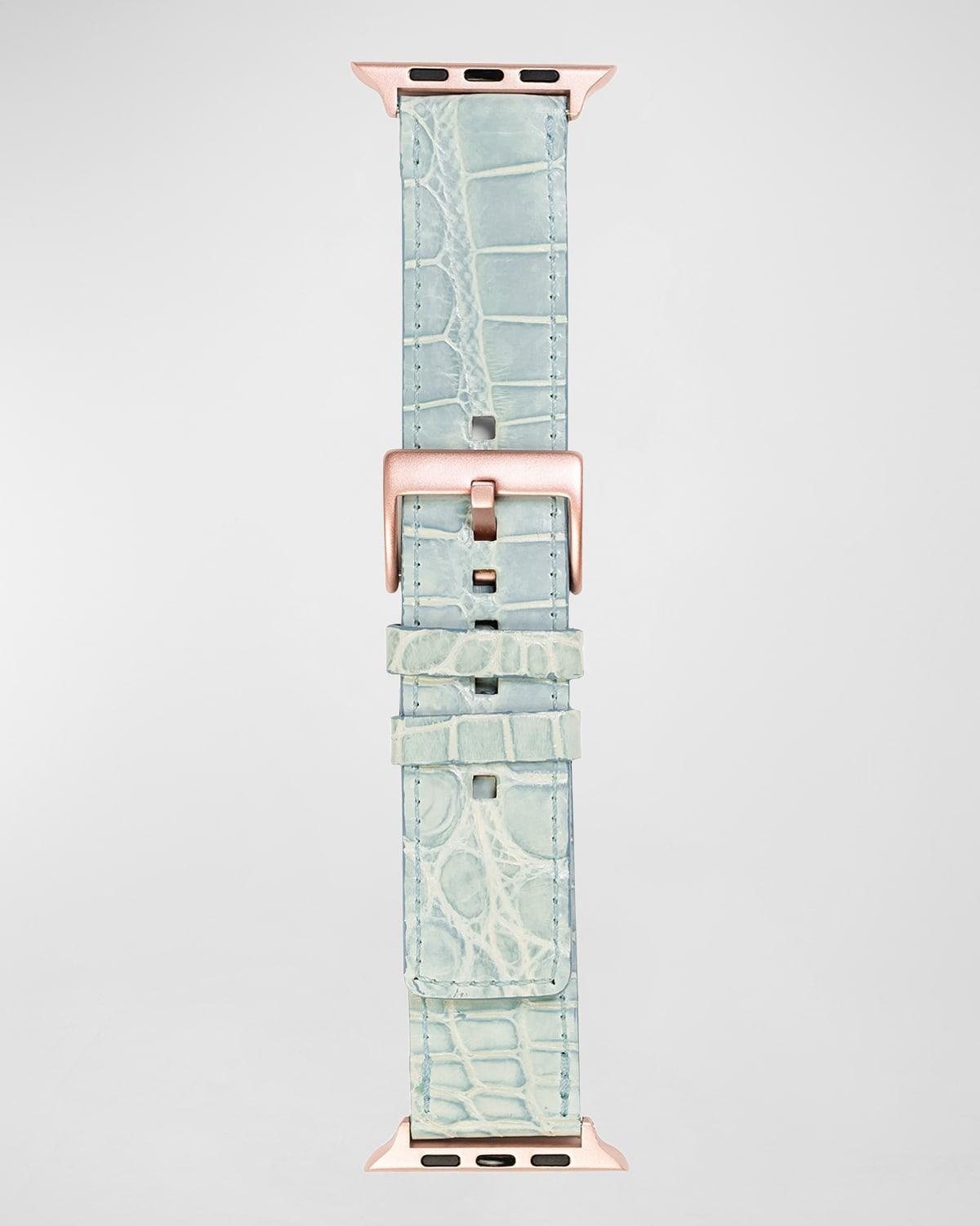 Mens Apple Watch Alligator Watch Strap, Rose Gold Finish Product Image