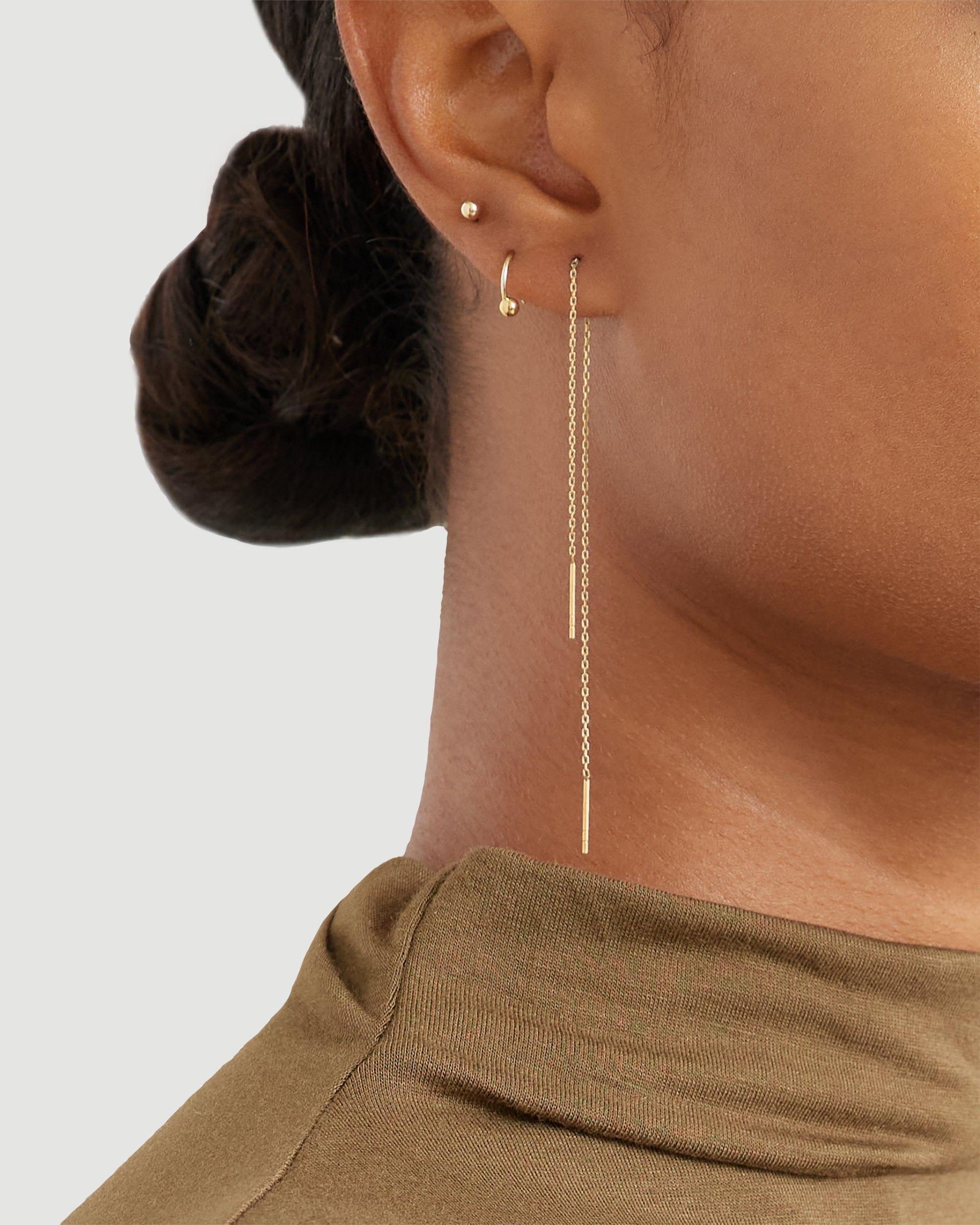 14K Gold Threader Earrings Product Image