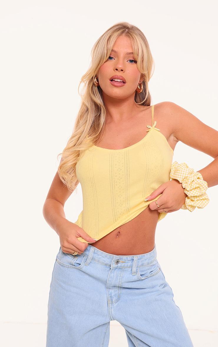 Lemon Pointelle Bow Detail Cami Top Product Image