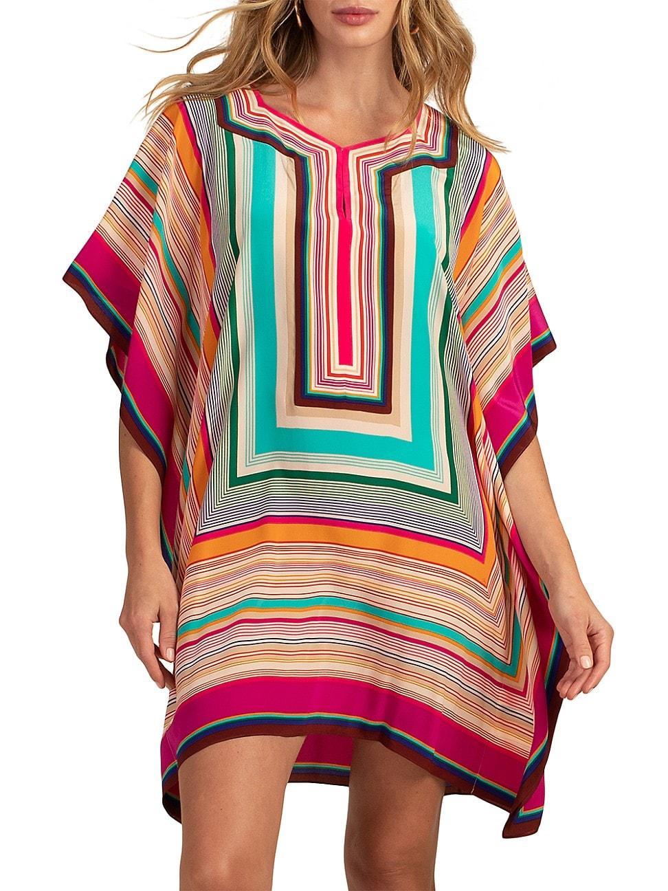 Womens Theodora Geometric Silk Caftan Dress Product Image