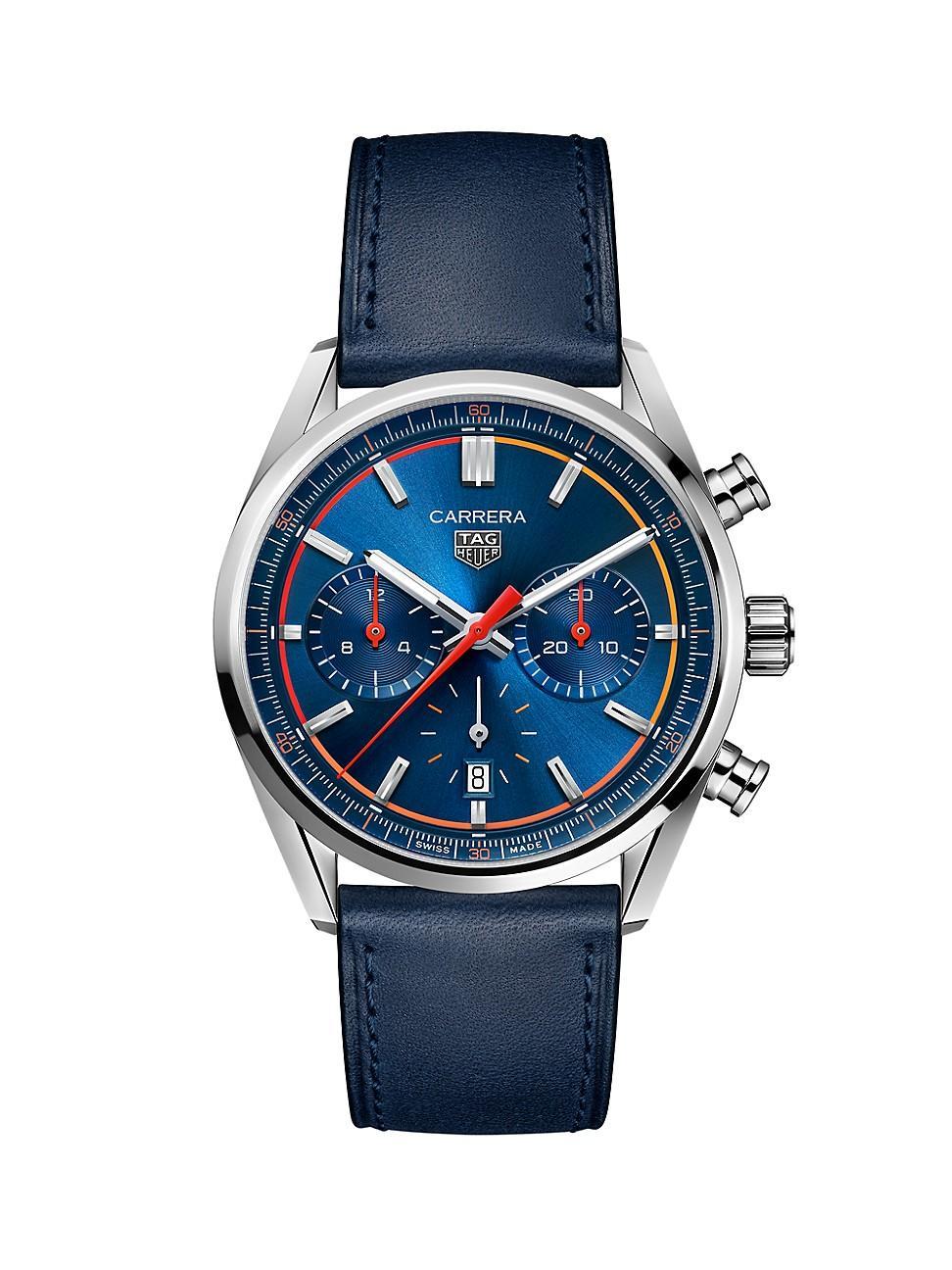 Mens Carrera Stainless Stell & Leather Chronograph Watch Product Image