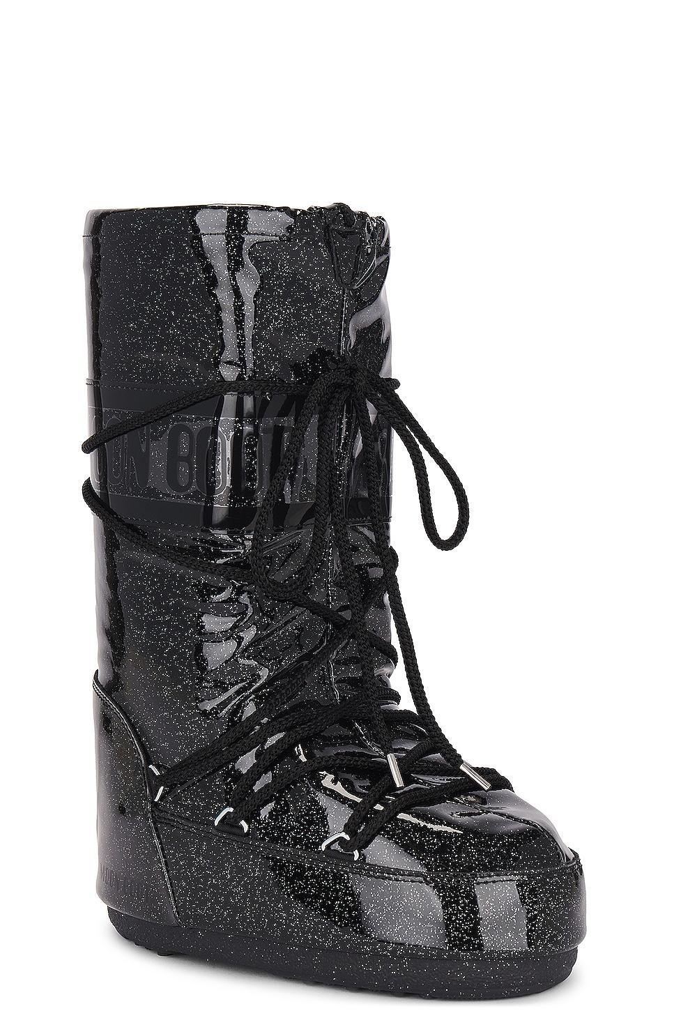 MOON BOOT Icon Glitter Boot in Silver - Metallic Silver. Size 35/38 (also in ). Product Image