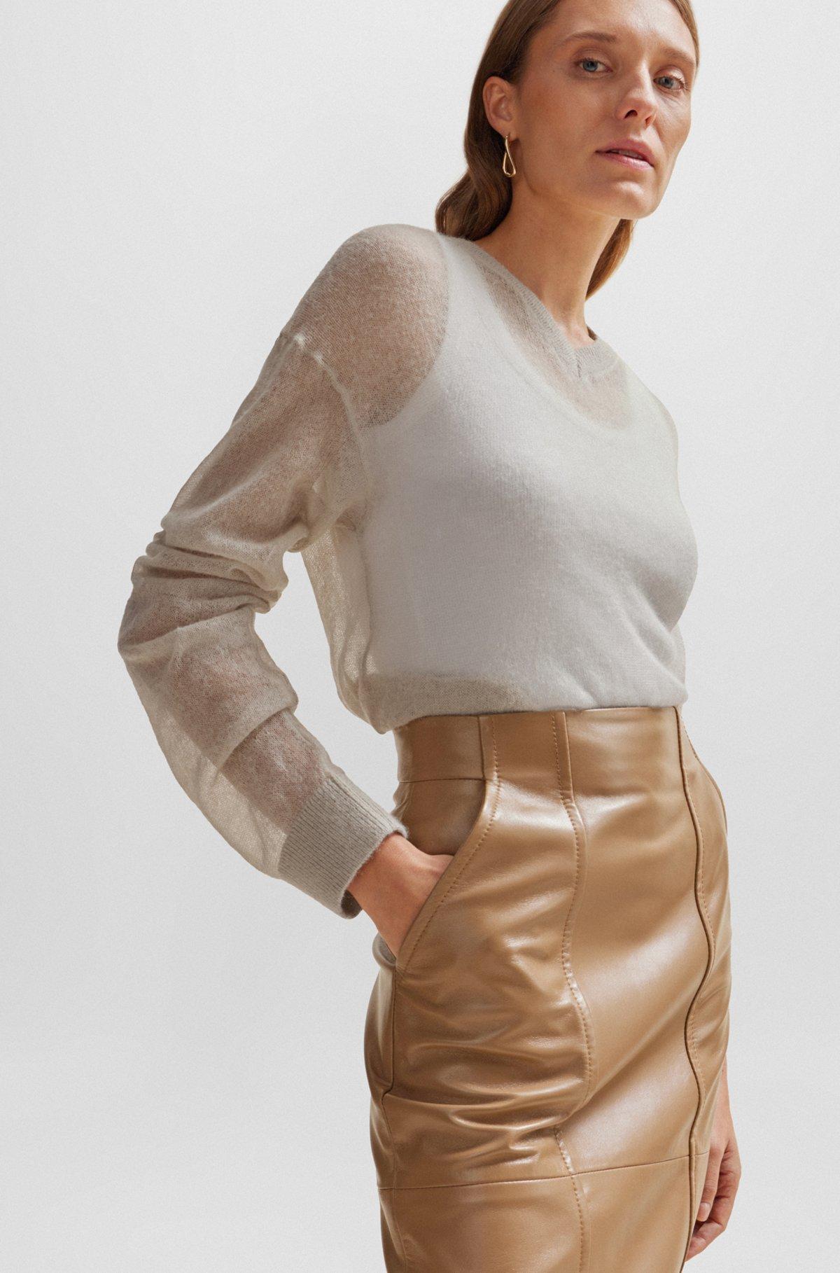 Seam-detail pencil skirt in lamb leather Product Image