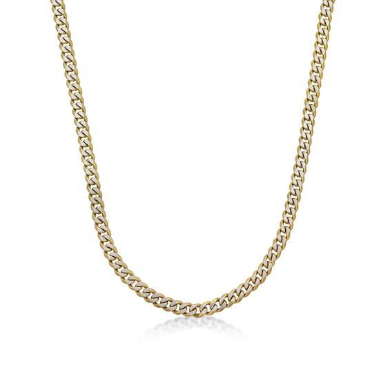 Men's 8.0mm Multi-Finish Curb Chain Necklace in Solid Stainless Steel and Yellow IP - 20" Product Image