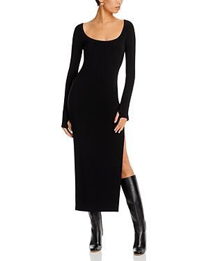 Norma Kamali Belted Long Sleeve Asymmetric Gown Product Image