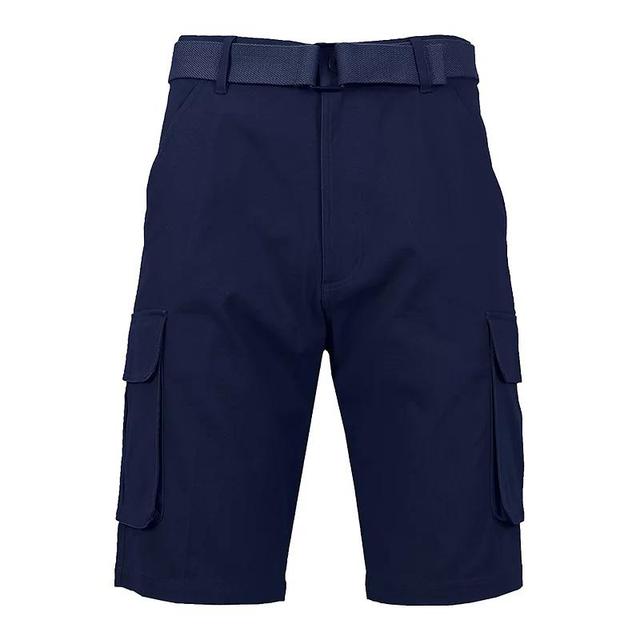 Mens Blu Rock Slim Fit Stretch Cargo Shorts With Belt Blue Product Image