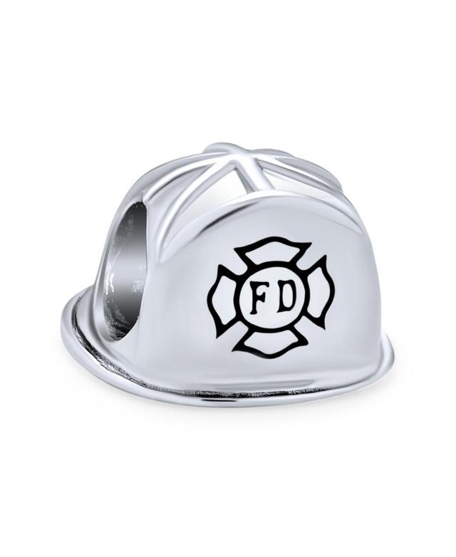 Bling Jewelry Fireman Fire Department Firefighter Hat Helmet Charm Bead For Women For Wife Oxidized Sterling Silver Fits European Bracelet Product Image