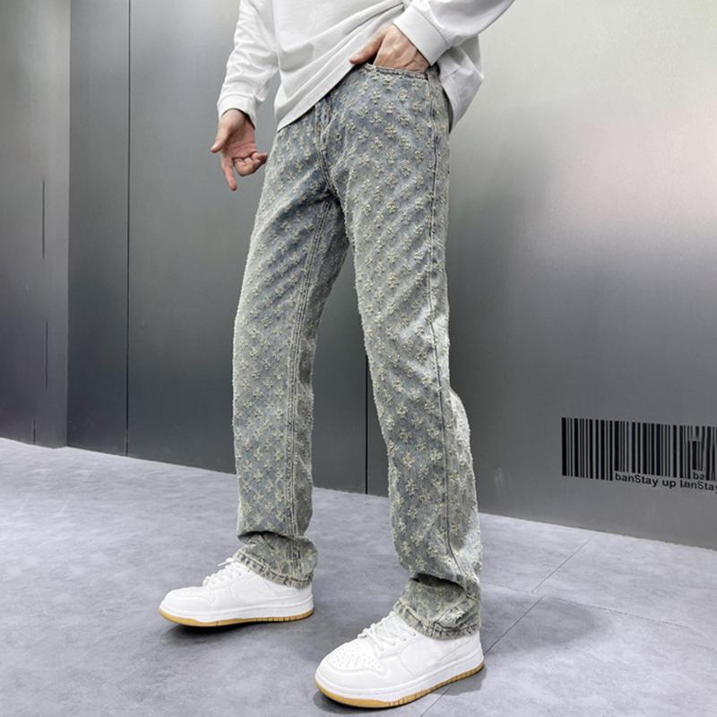 Men's Vintage Street Slim Fit Jacquard Jeans Product Image