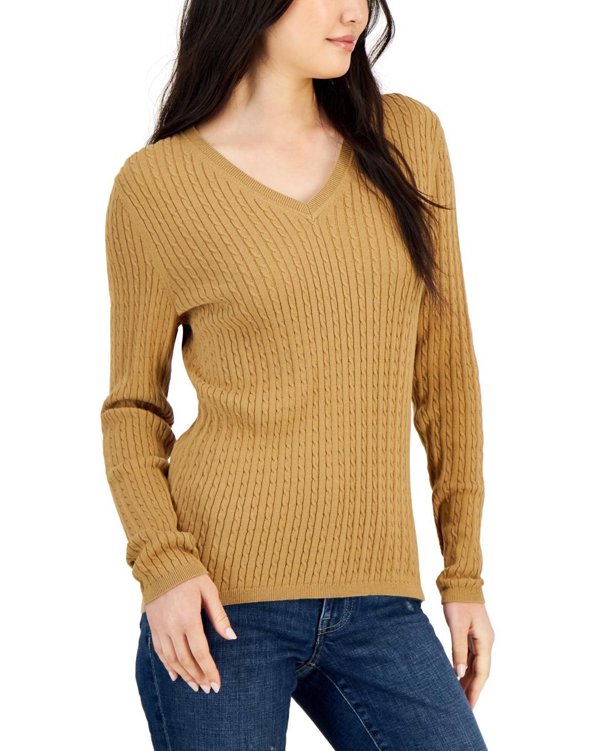 Tommy Hilfiger Womens Cotton Cable Ivy V-Neck Sweater product image