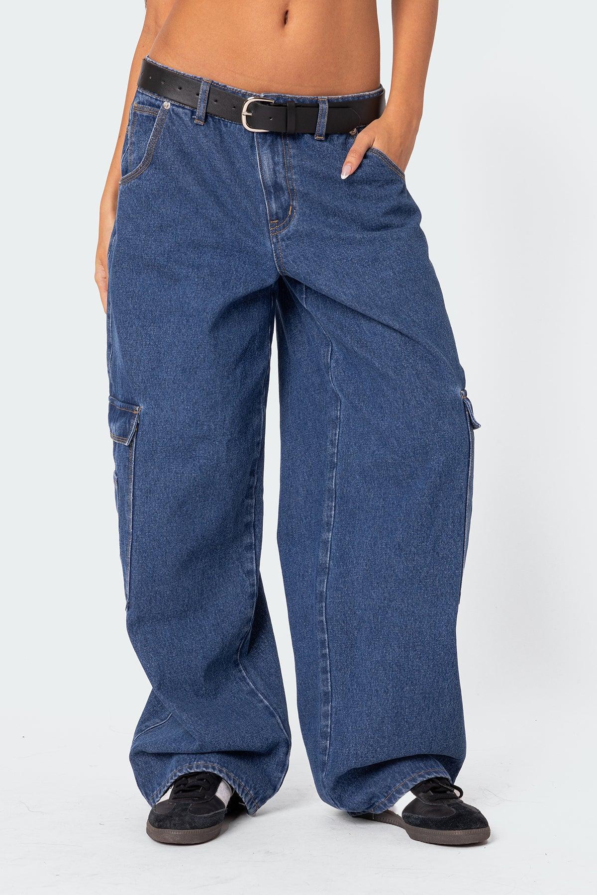 Super Oversized Belted Boyfriend Jeans Product Image