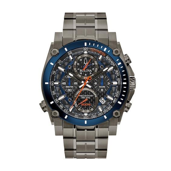 Men's Bulova Precisionist Chronograph Two-Tone IP Watch with Black Dial (Model: 98B343) Product Image