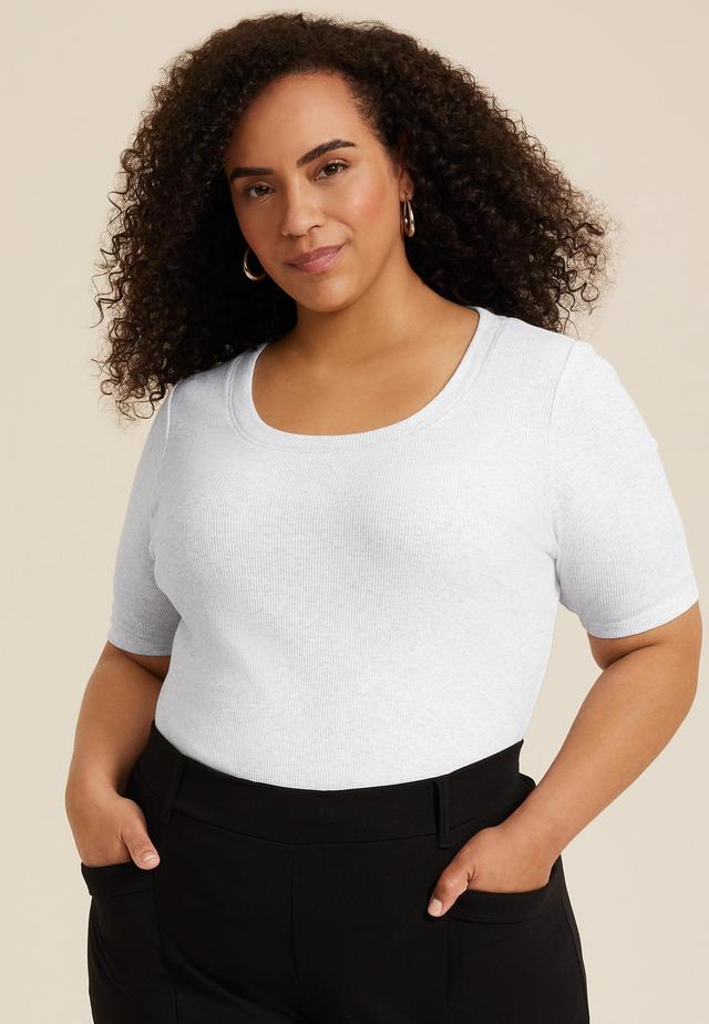 Maurices 2X Plus Size Womens 24/7 Jordan Scoop Neck Tee Gray Product Image