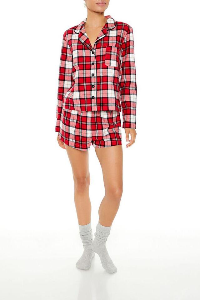 Plaid Shirt & Shorts Pajama Set | Forever 21 Product Image