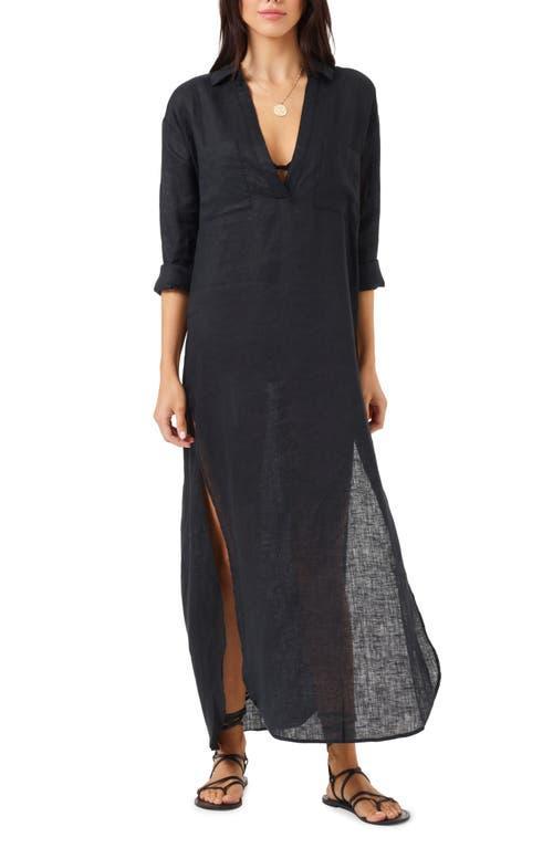 L Space Capistrano Long Sleeve Linen Cover-Up Tunic Dress Product Image