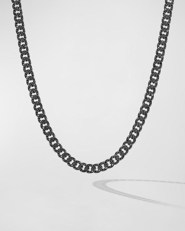 Mens Curb Chain Necklace with Diamonds in Silver, 6mm, 24L Product Image