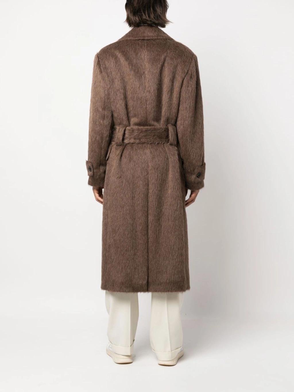 Alpaca Wool-blend Coat In Brown-alpaca Product Image