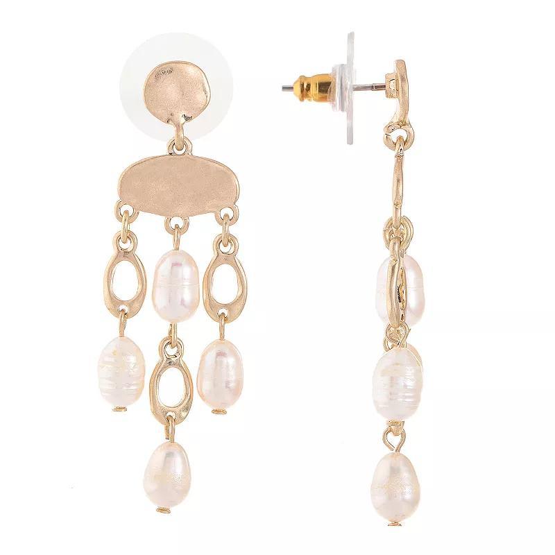 Bella Uno Worn Gold Freshwater Cultured Pearl Chandelier Dangle Earrings, Womens, Gold Tone Product Image