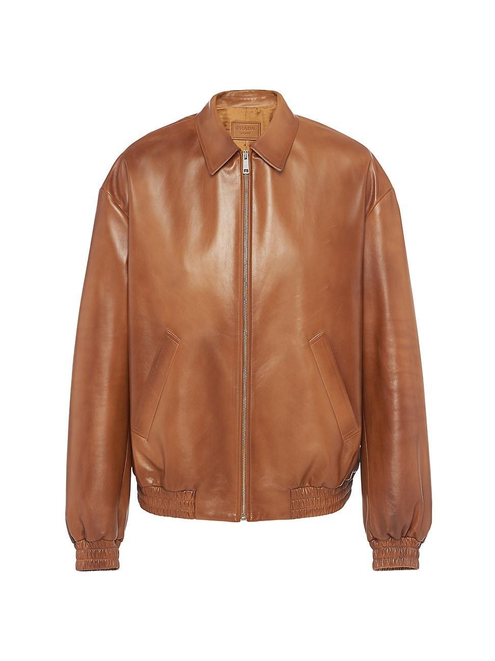 Mens Oversized Nappa Leather Bomber Jacket Product Image