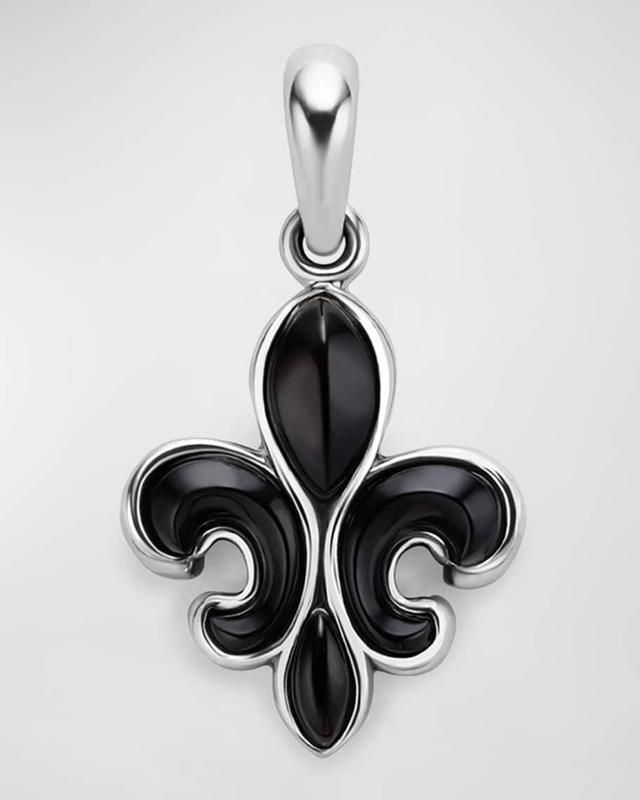 Mens Sterling Silver Anthem Black Onyx Fleur-De-Lis Pendant, 23x16mm Product Image