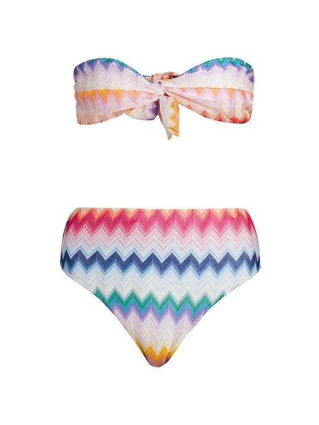 Womens Zigzag Bandeau Bikini Set Product Image