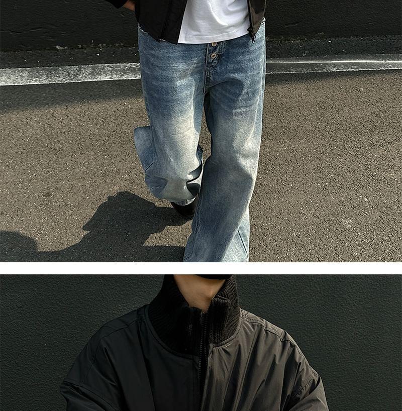 Plain Zip Bomber Jacket Product Image