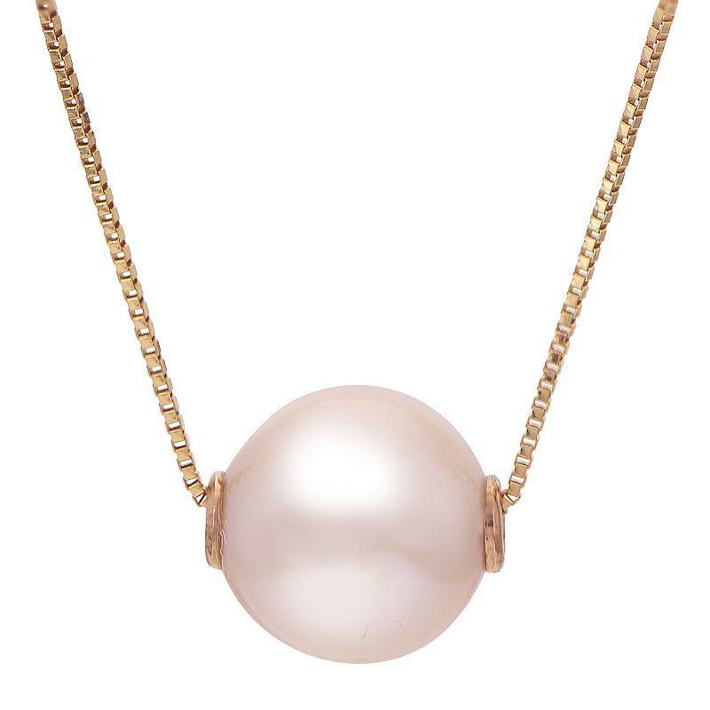 PearLustre by Imperial 14Kt Rose Gold Pink Freshwater Cultured Pearl Solitaire Necklace, Womens 14k Pink Product Image