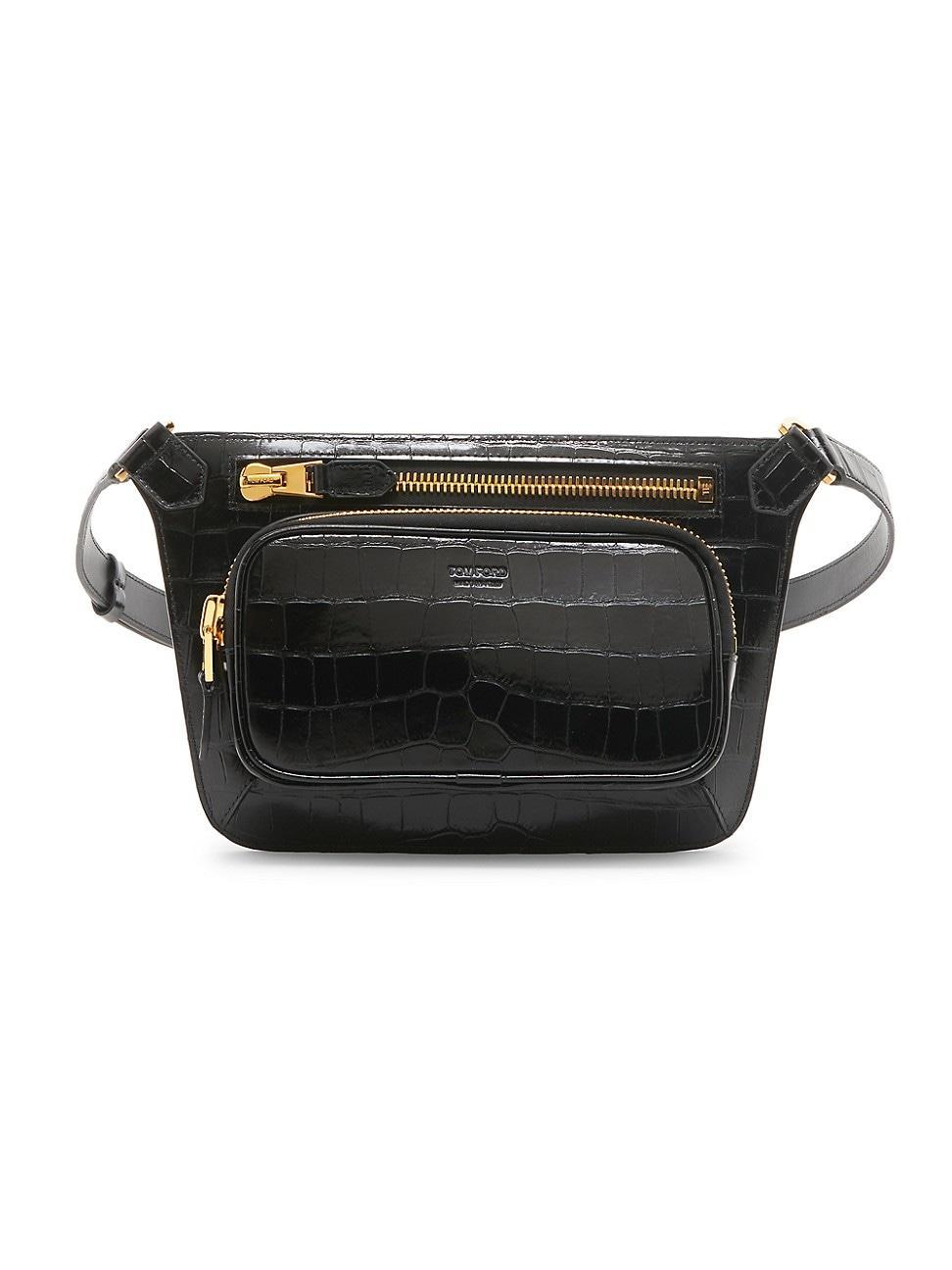 Mens Shiny Croc-Embossed Belt Bag Product Image