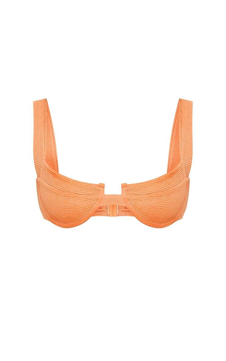 Coral Mini Crinkle Underwired Square Neck Bikini Top Product Image