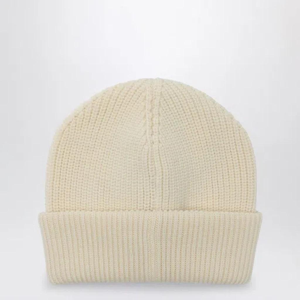 MONCLER White Wool Cap With Logo Product Image