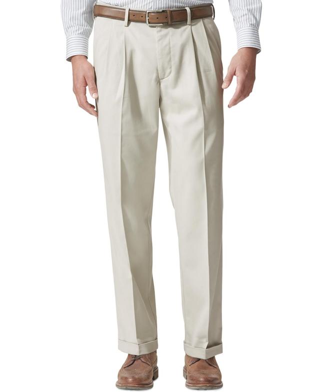 Dockers Mens Comfort Relaxed Pleated Cuffed Fit Khaki Stretch Pants Product Image