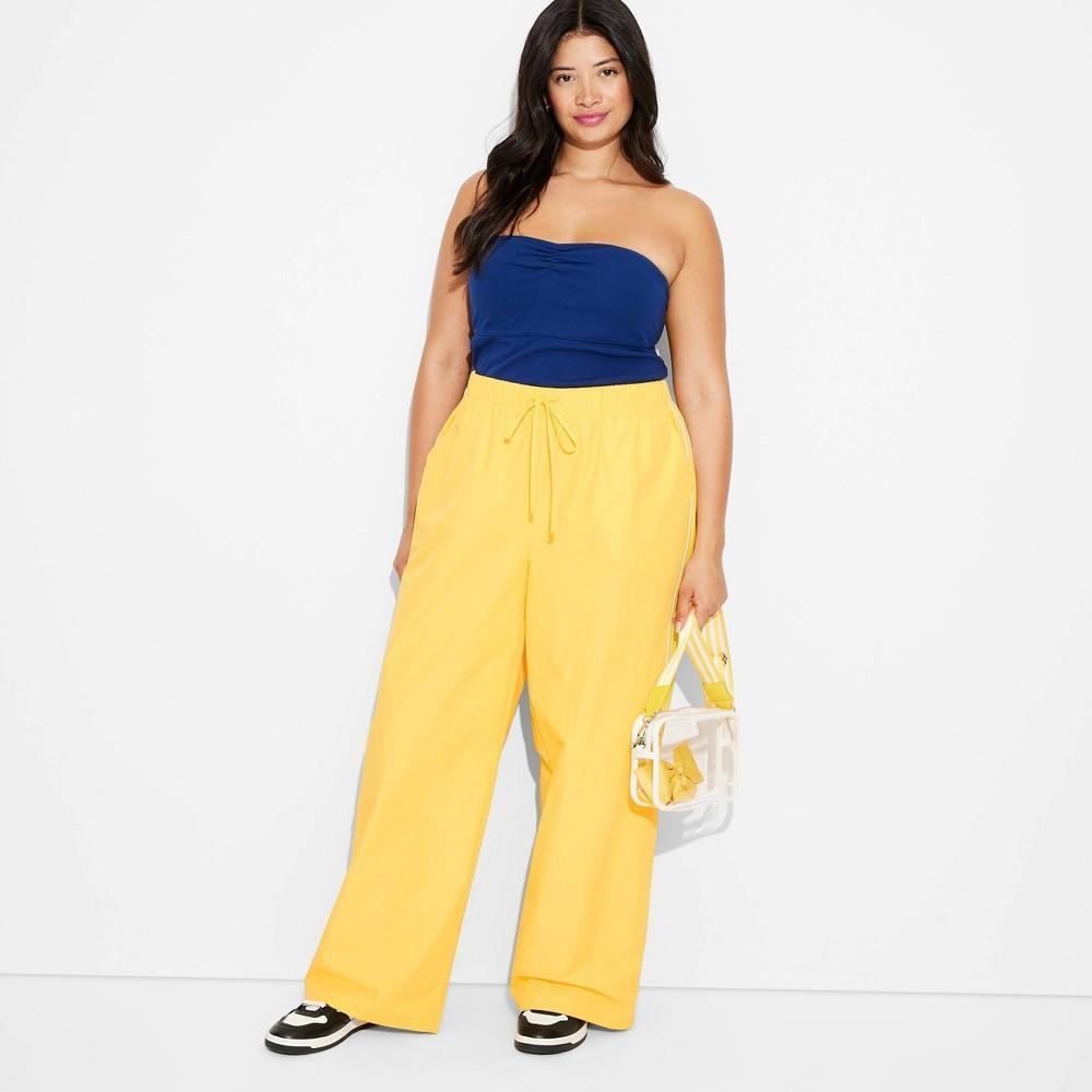 Womens Game Day Mid-Rise Wide Leg Track Pants - Wild Fable Yellow 2X Product Image