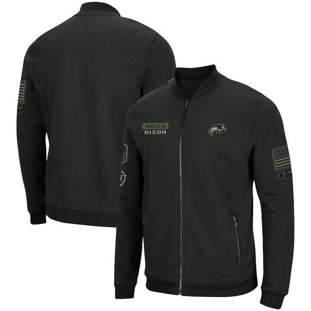 Mens Colosseum Black NDSU Bison OHT Military Appreciation High-Speed Bomber Full-Zip Jacket Product Image