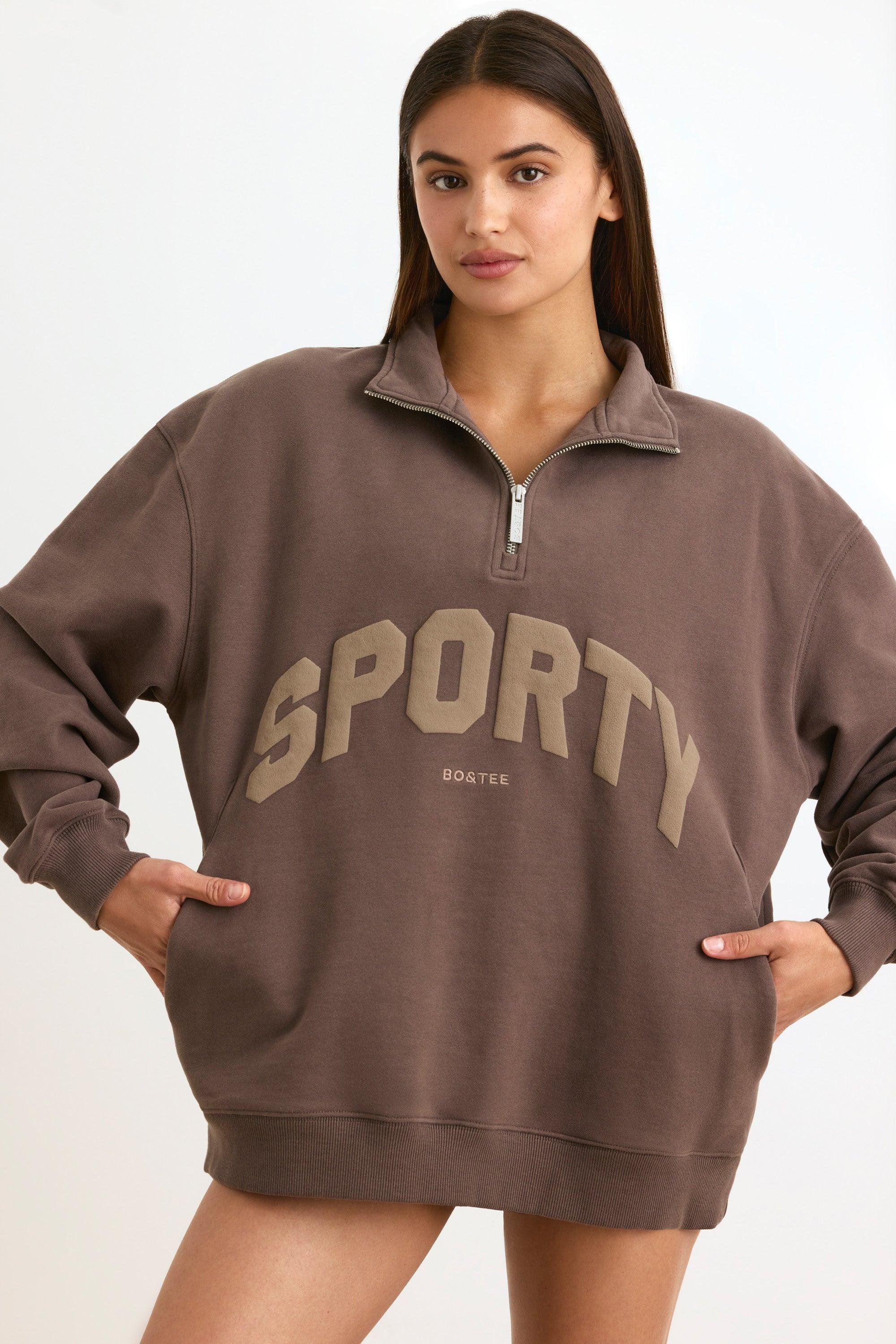 Quarter-Zip Sweatshirt in Espresso Product Image