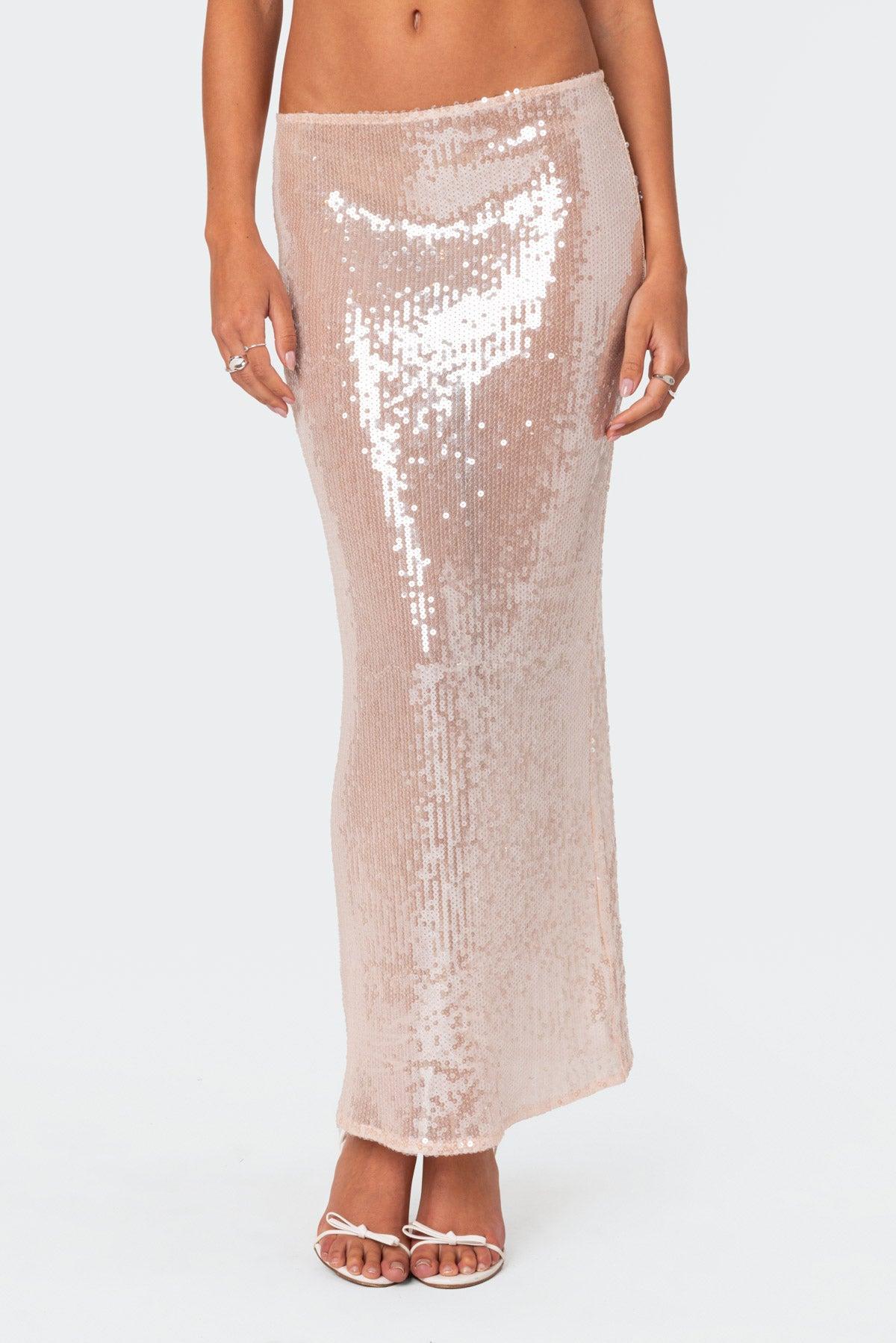 Riki Sheer Sequin Maxi Skirt Product Image